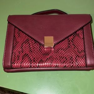 Burgundy Snake Print Bag
